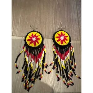 Beaded Colorful Fringe Earrings
